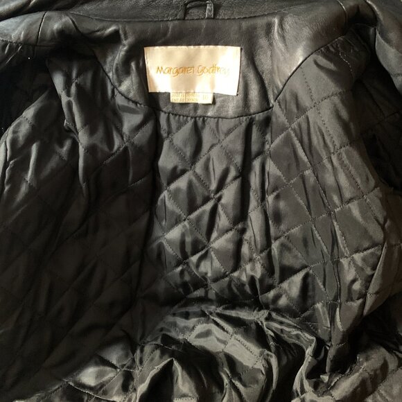 Vintage Margaret Godfrey Black Leather Fringe Biker Jacket - Picture 13 of 15